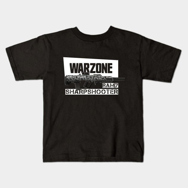 Warzone RAM7 auto rifle sharpshooter print (Call of Duty guns) Kids T-Shirt by MaxDeSanje 